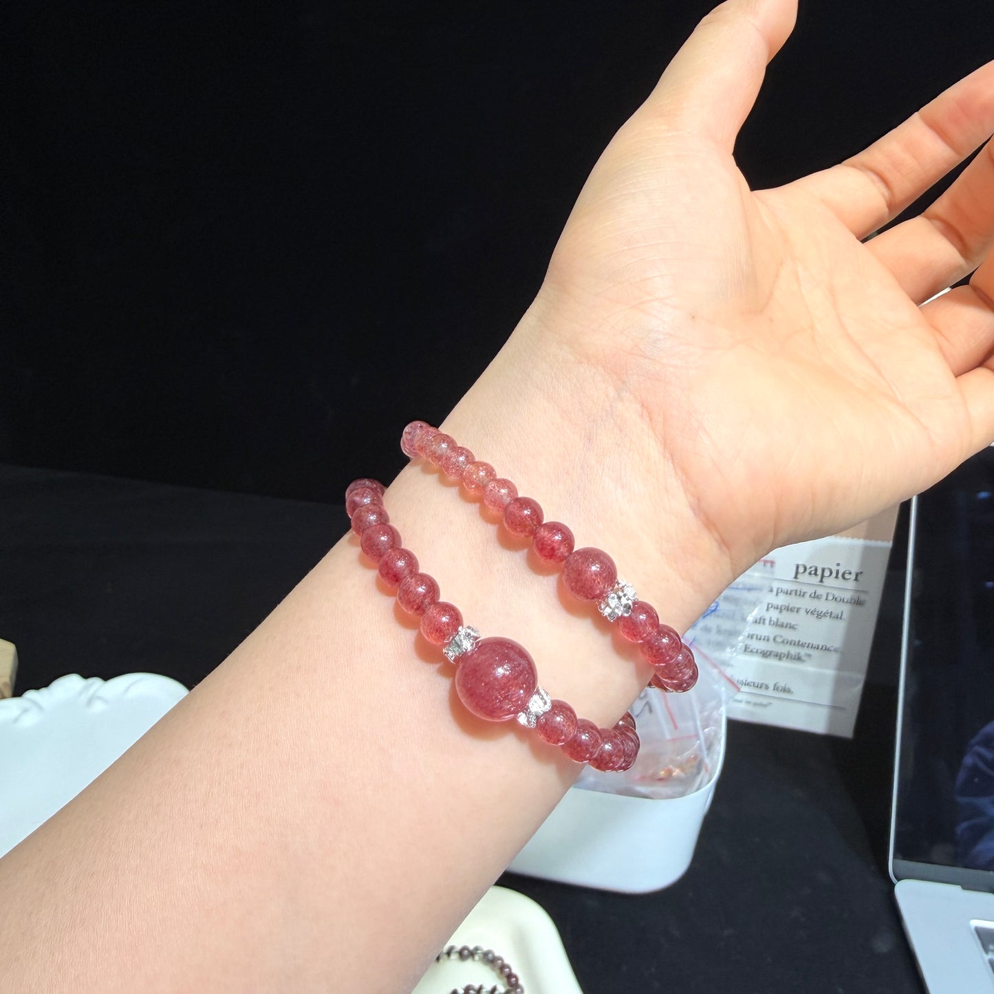 Strawberry Quartz Double Circle Bracelet