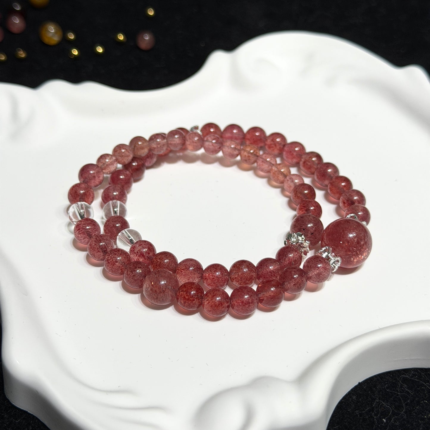 Strawberry Quartz Double Circle Bracelet
