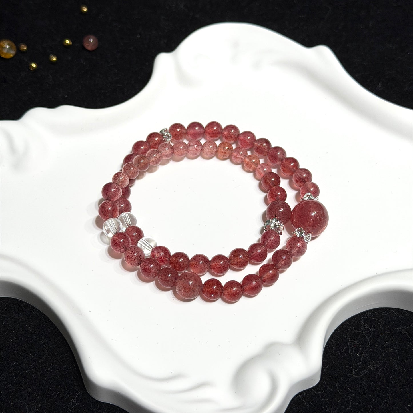 Strawberry Quartz Double Circle Bracelet
