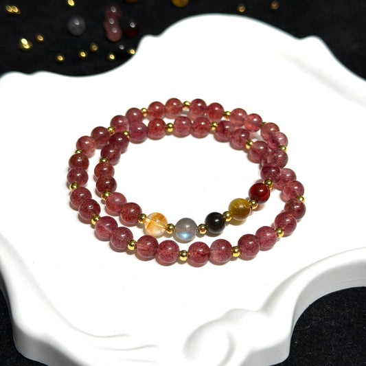 Strawberry Quartz Double Circle Bracelet