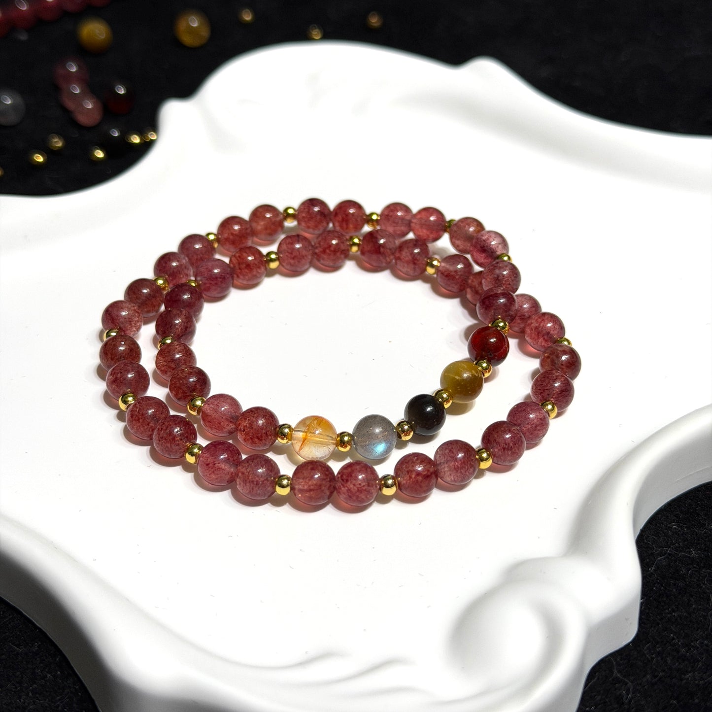 Strawberry Quartz Double Circle Bracelet