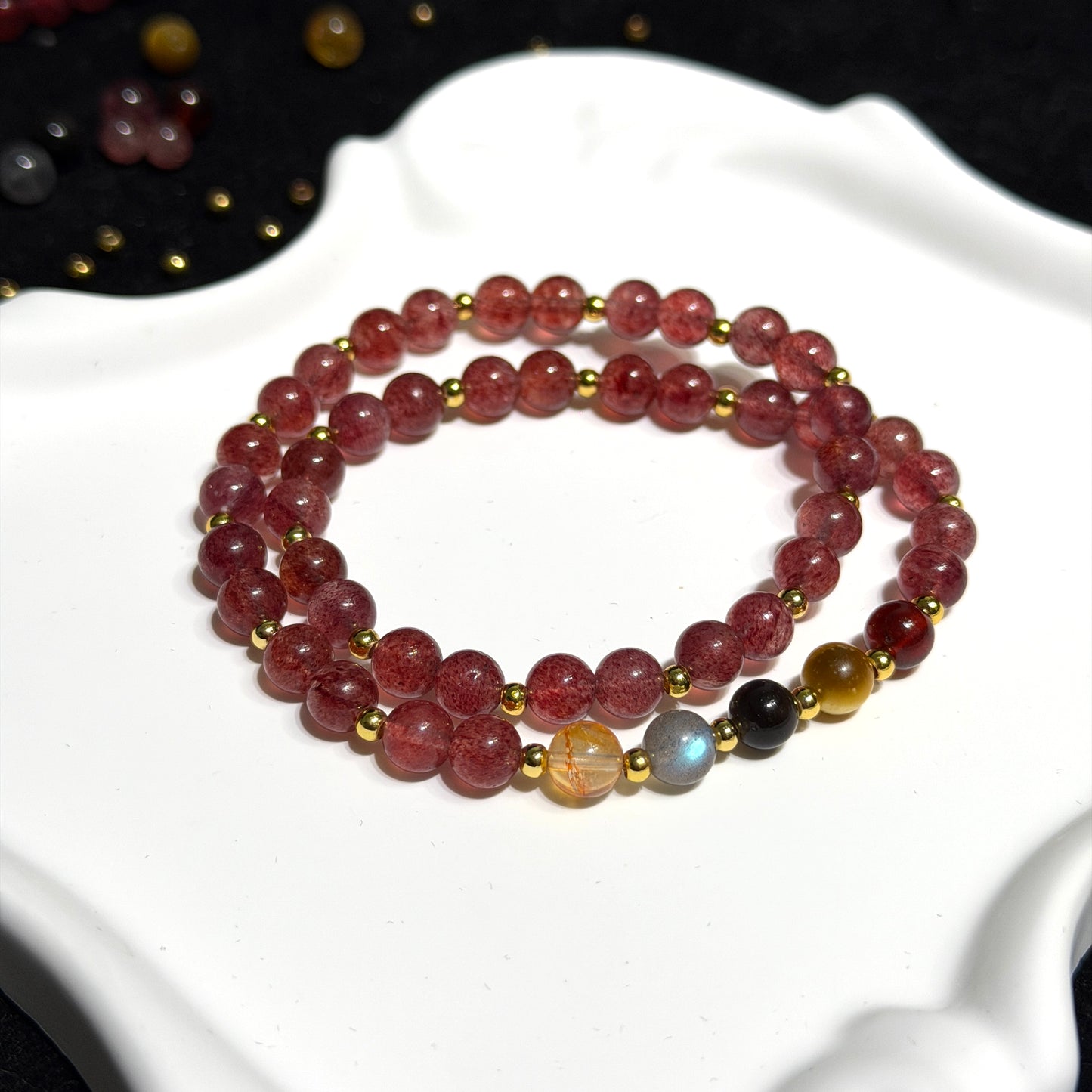 Strawberry Quartz Double Circle Bracelet