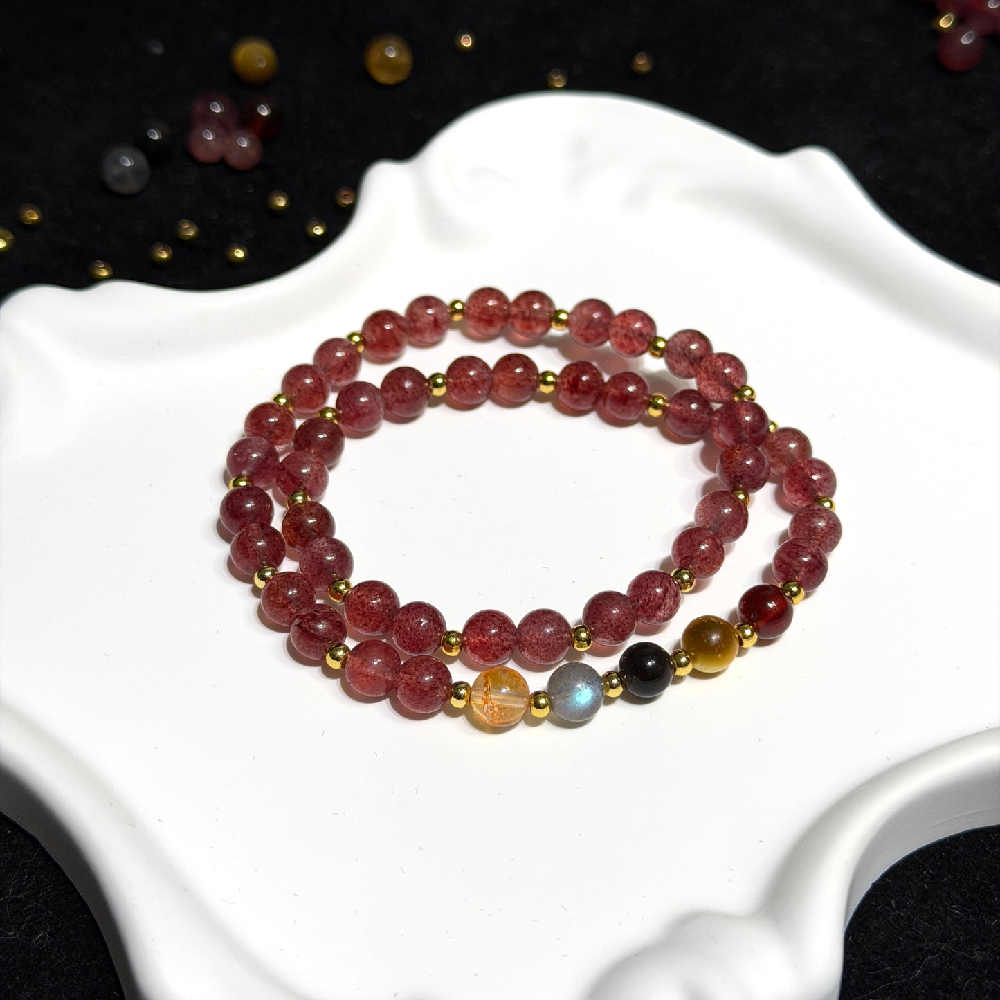 Strawberry Quartz Double Circle Bracelet