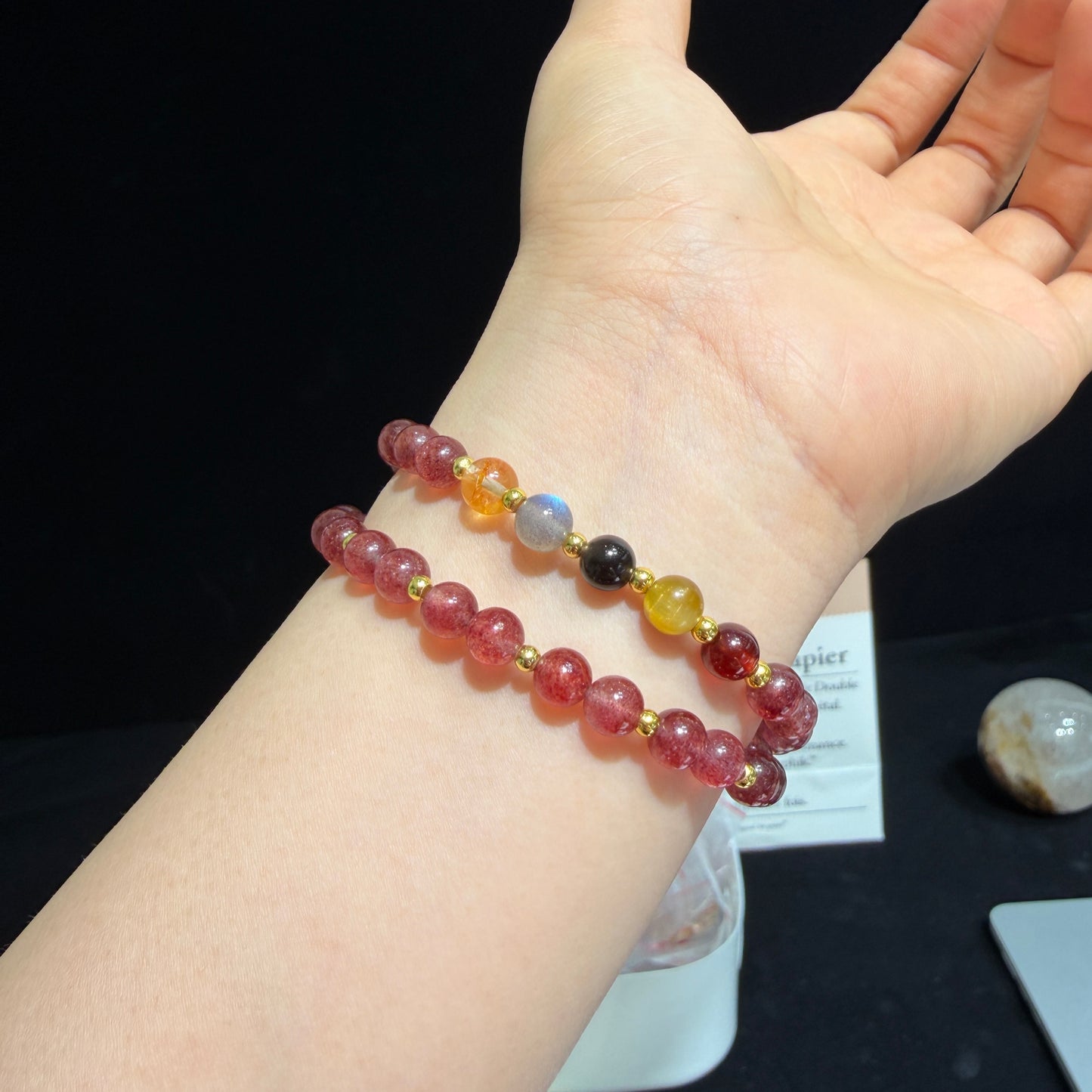 Strawberry Quartz Double Circle Bracelet