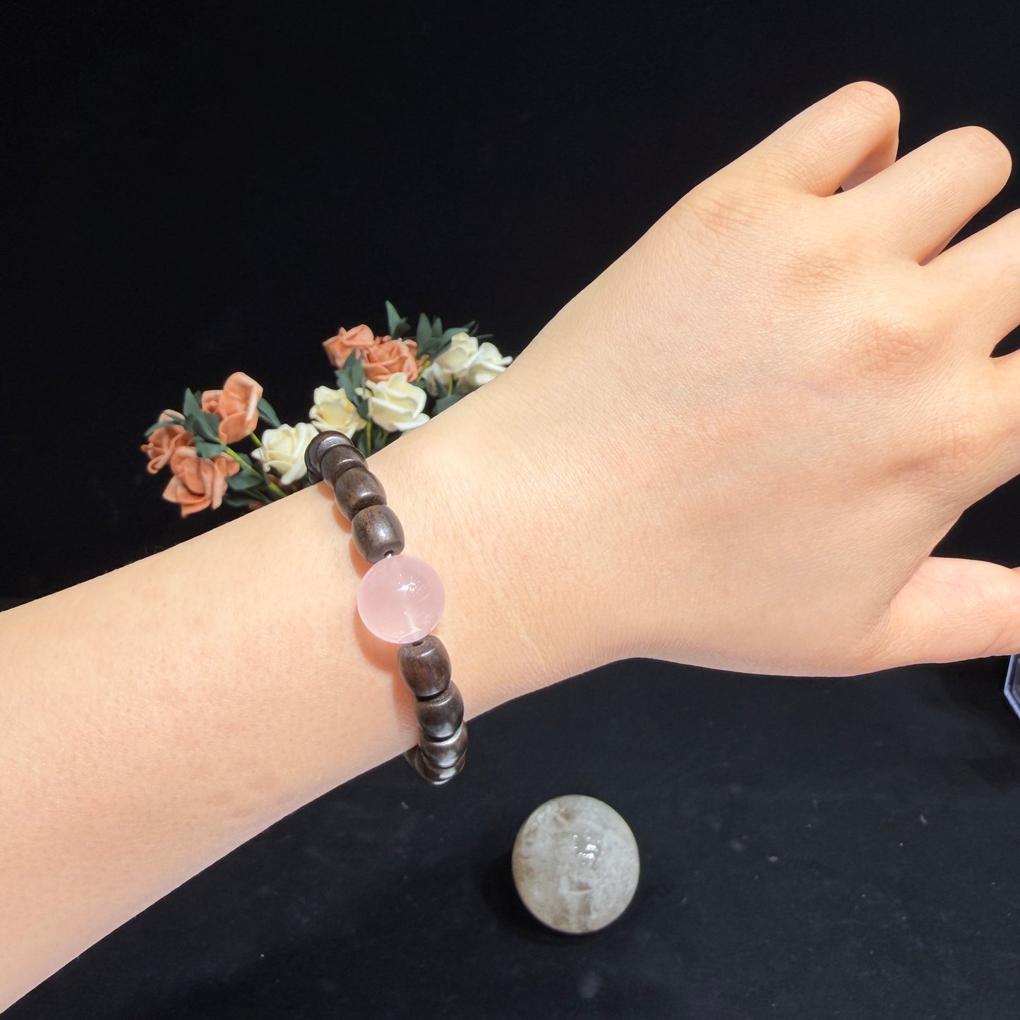 Sandalwood & Rose Quartz Bracelet