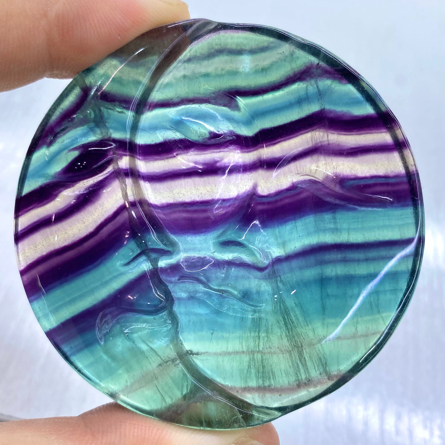 Candy Fluorite Sun & Moon Face Figurine