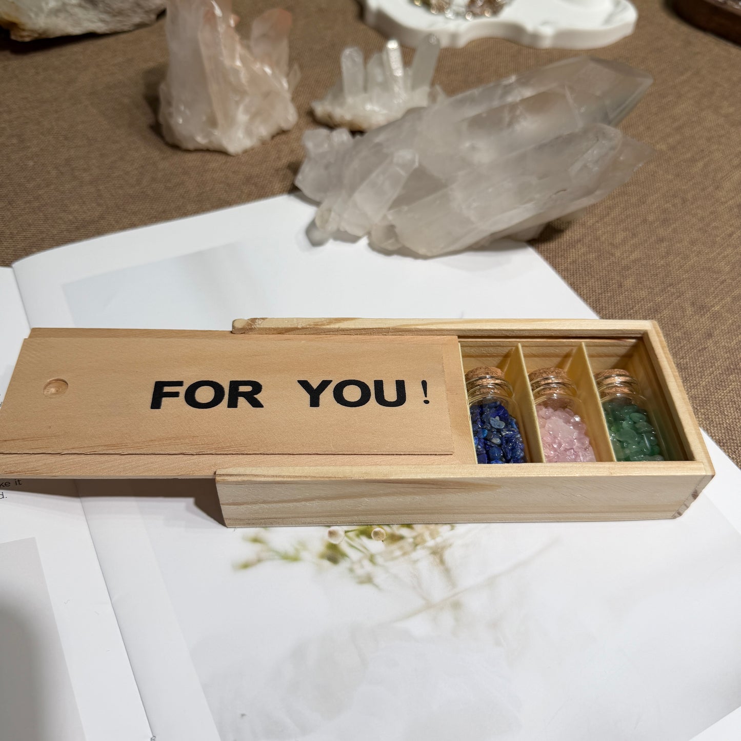 Crystal Gift Box Set – 6 Premium Crystals in a Handcrafted Wooden Box