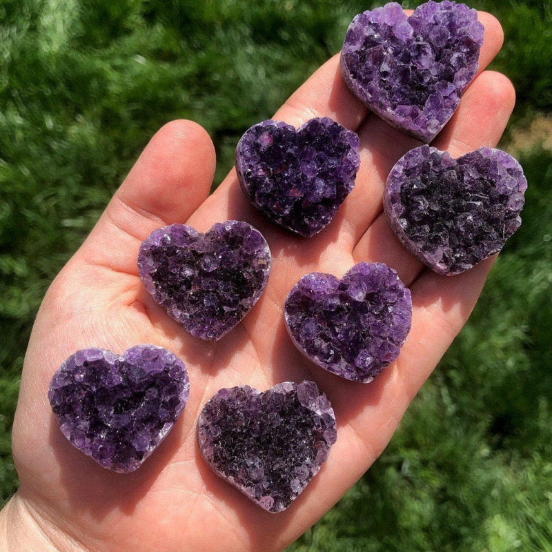 Natural Uruguay Amethyst Geode Heart-Shaped Display | Healing Crystal & Gift Idea