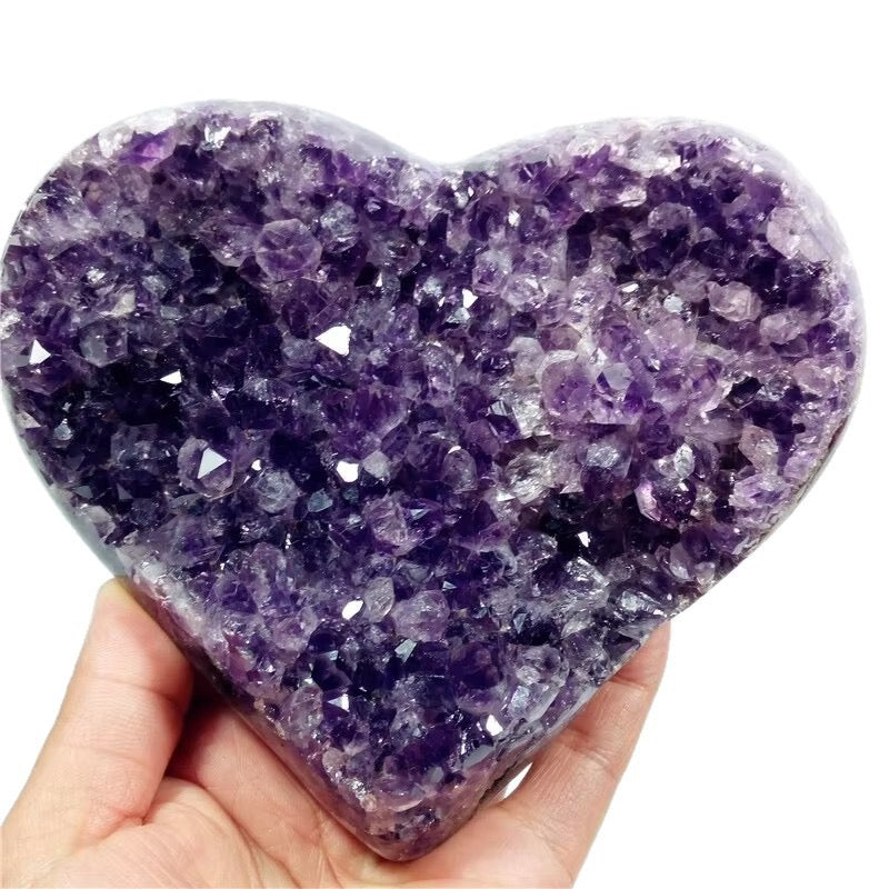 Natural Uruguay Amethyst Geode Heart-Shaped Display | Healing Crystal & Gift Idea