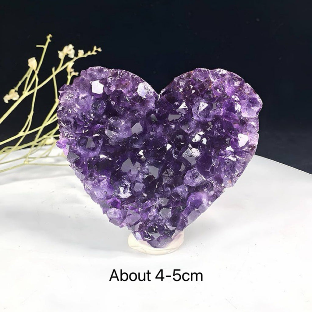 Natural Uruguay Amethyst Geode Heart-Shaped Display | Healing Crystal & Gift Idea