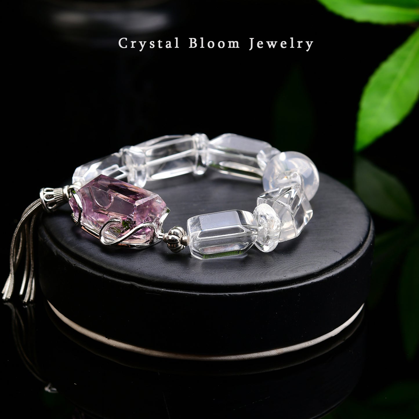 White Crystal & Amethyst Bracelet