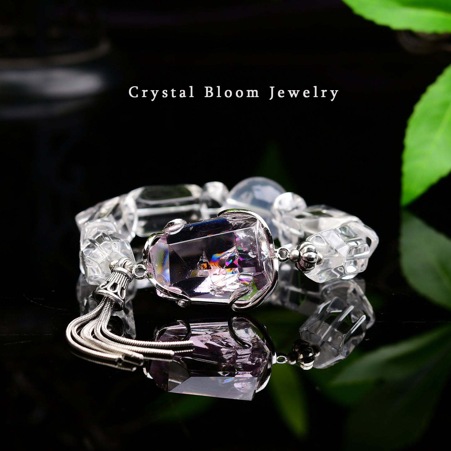 White Crystal & Amethyst Bracelet