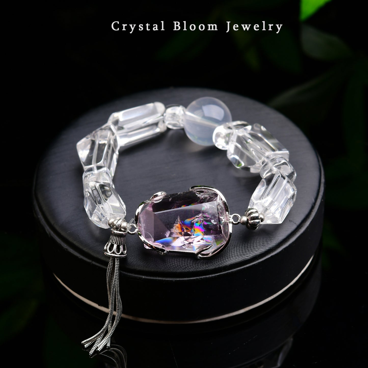White Crystal & Amethyst Bracelet